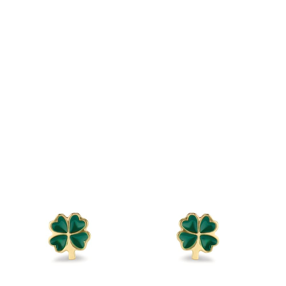 Stud earrings 14k Yellow Gold Lacquered Cloverleaf Ø5 mm