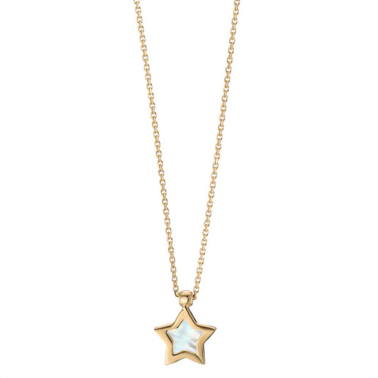 Necklace 14k Yellow Gold Mother of pearl Star 39-42 cm