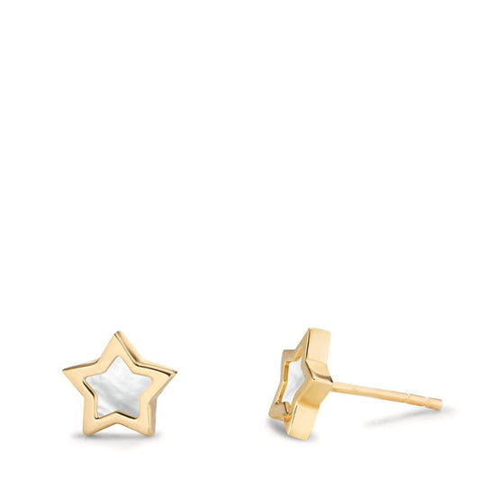 Stud earrings 14k Yellow Gold Mother of pearl Star Ø7.5 mm