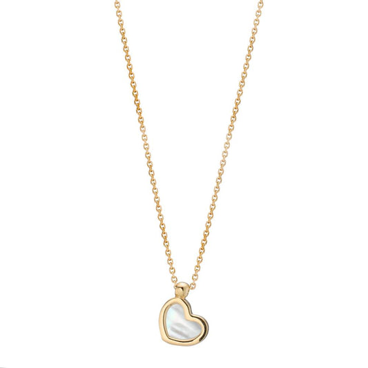 Necklace 14k Yellow Gold Mother of pearl Heart 39-42 cm