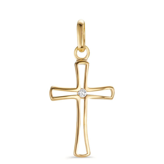 Pendant 9k Yellow Gold Zirconia Cross