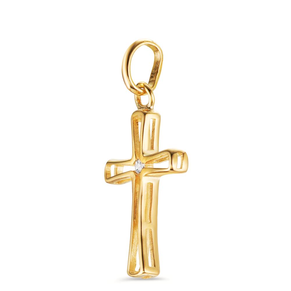 Pendant 9k Yellow Gold Zirconia Cross