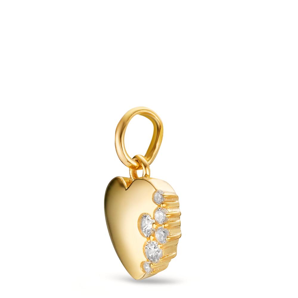 Pendant 9k Yellow Gold Zirconia 6 Stones Heart Ø10 mm