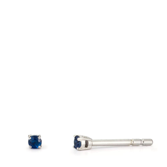 Stud earrings 9k White Gold Sapphire 2 Stones Ø2 mm