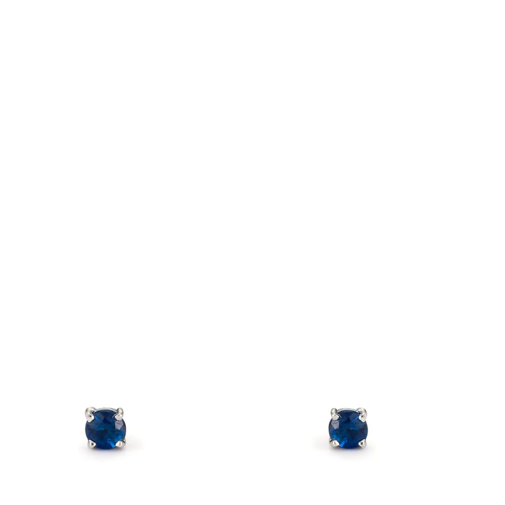 Stud earrings 9k White Gold Sapphire 2 Stones Ø2 mm