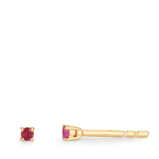 Stud earrings 9k Yellow Gold Ruby 2 Stones Ø2 mm