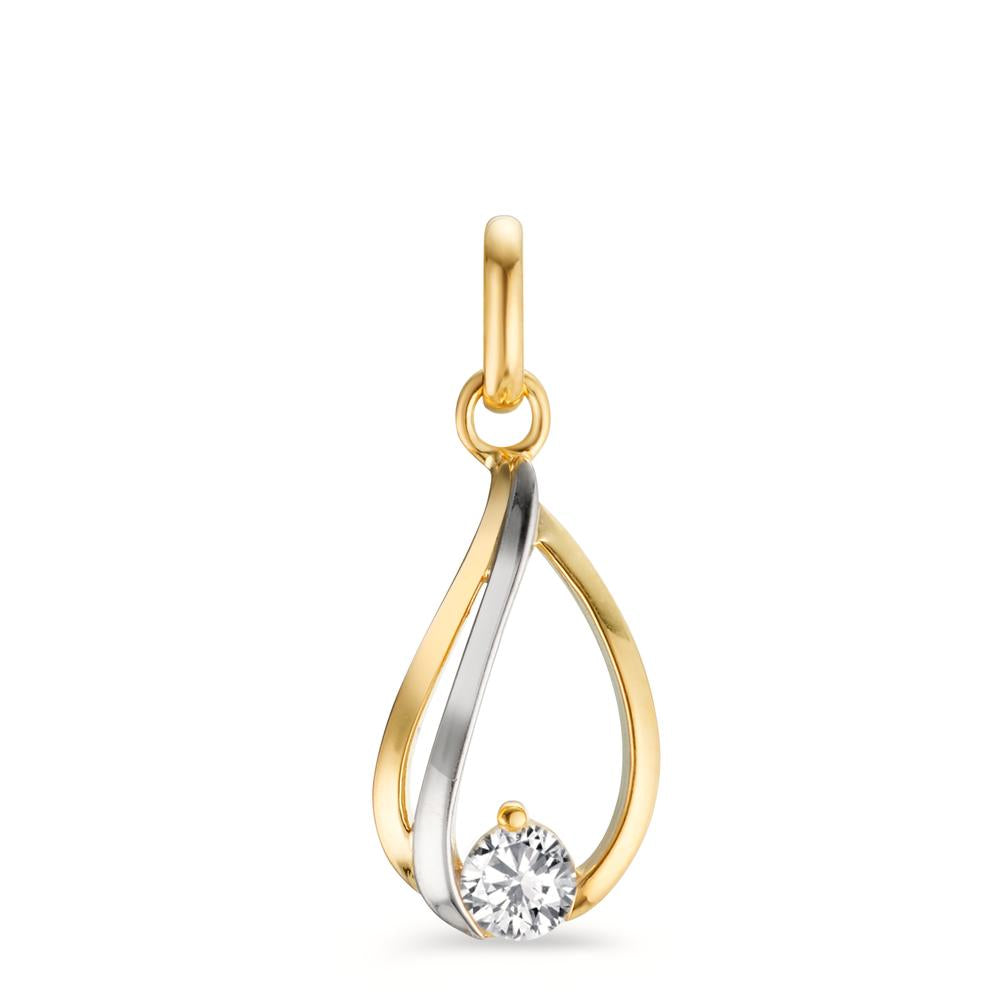 Pendant 9k Yellow Gold Zirconia Bicolor