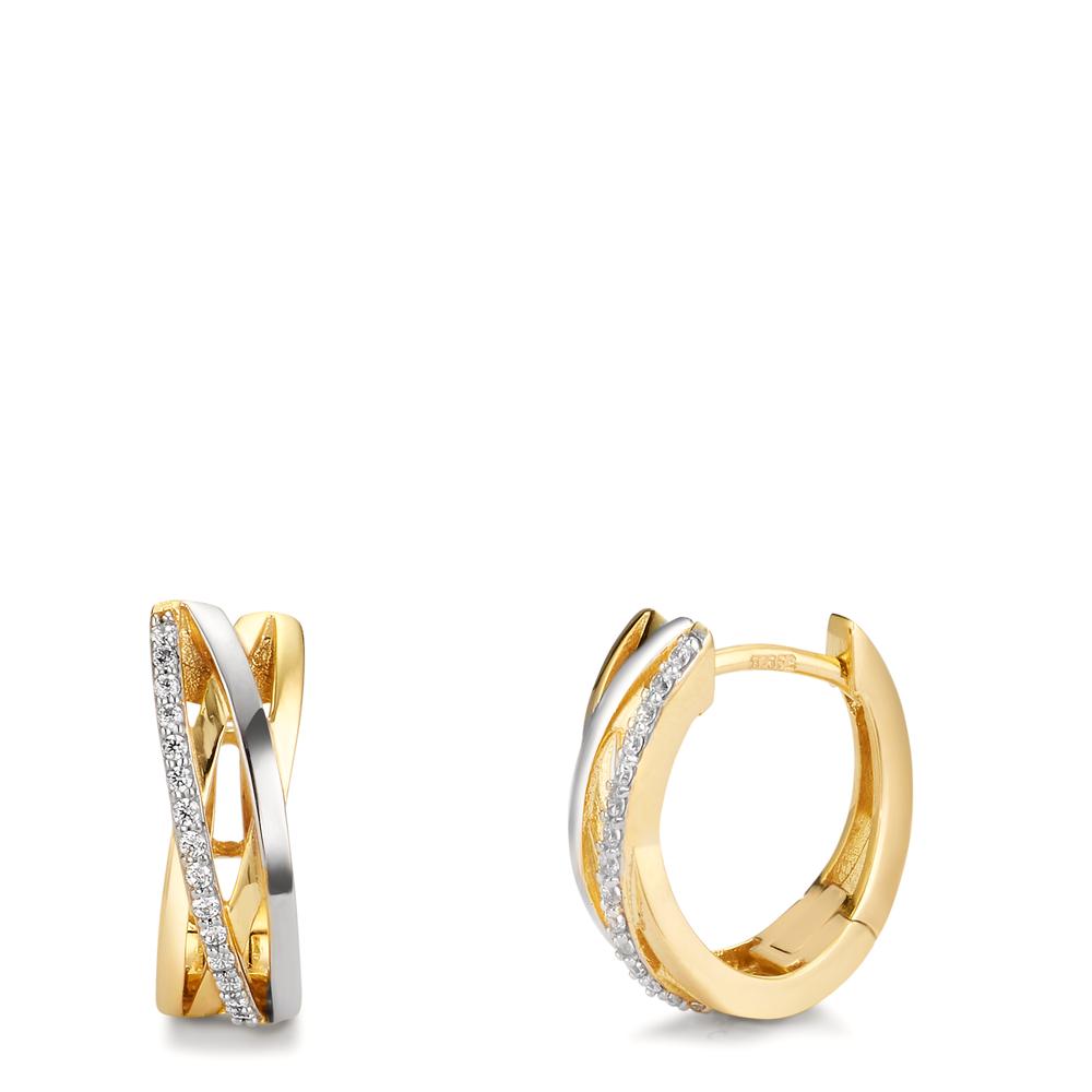 Hinged hoop 9k Yellow Gold Zirconia Bicolor