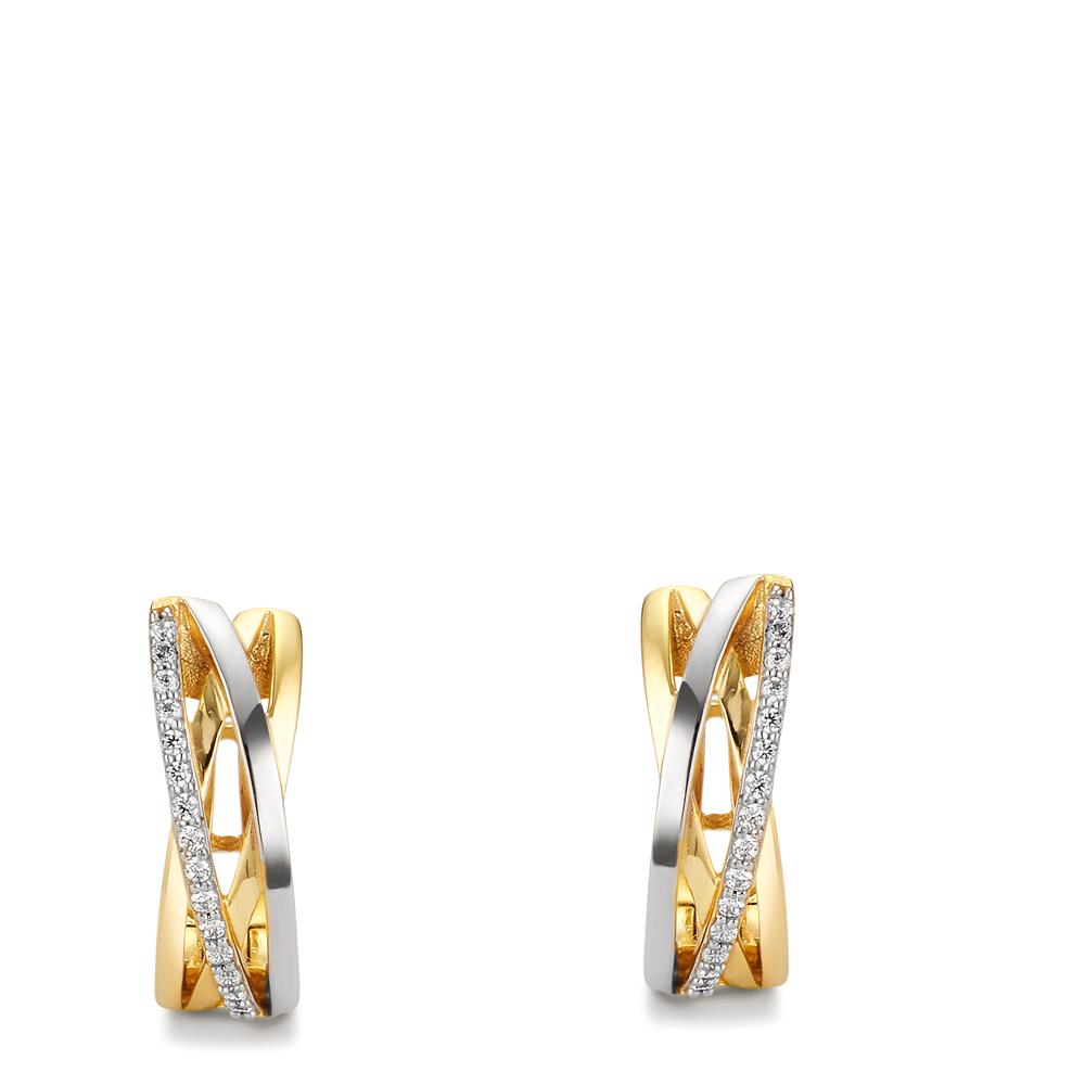 Hinged hoop 9k Yellow Gold Zirconia Bicolor