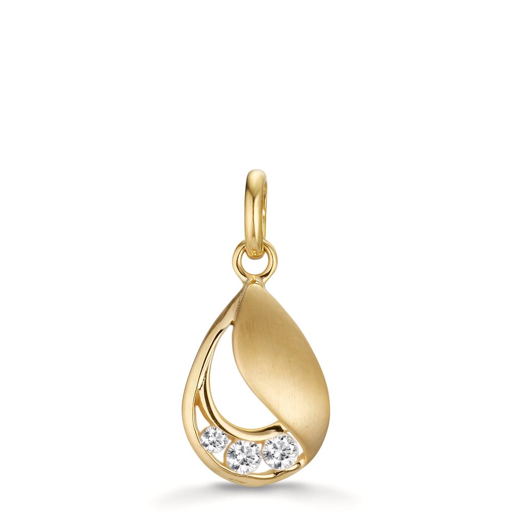 Pendant 9k Yellow Gold Zirconia 3 Stones