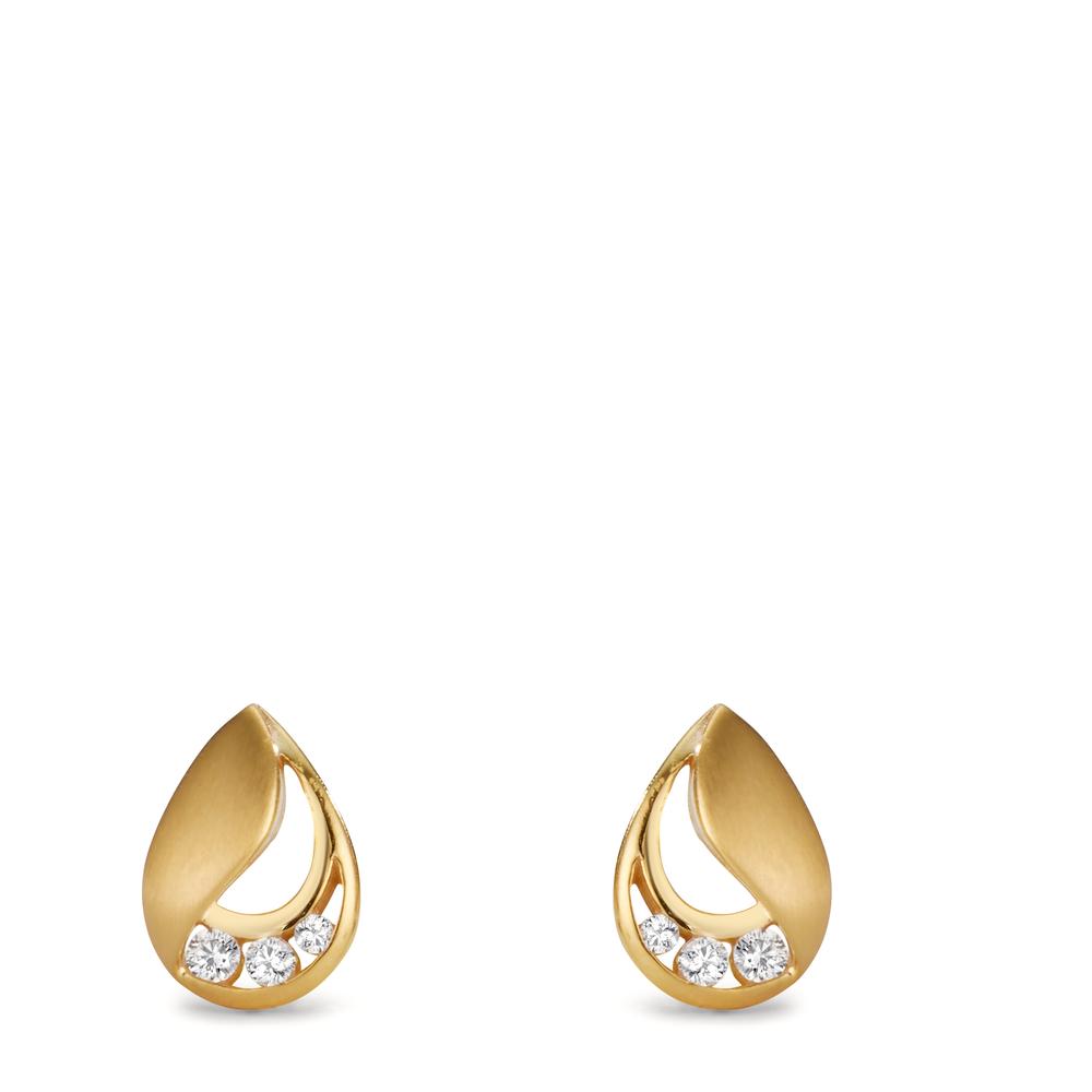 Stud earrings 9k Yellow Gold Zirconia 6 Stones