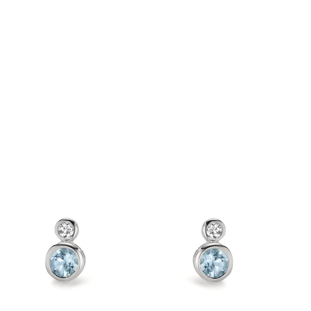 Stud earrings 9k White Gold Zirconia 2 Stones, Topaz 2 Stones