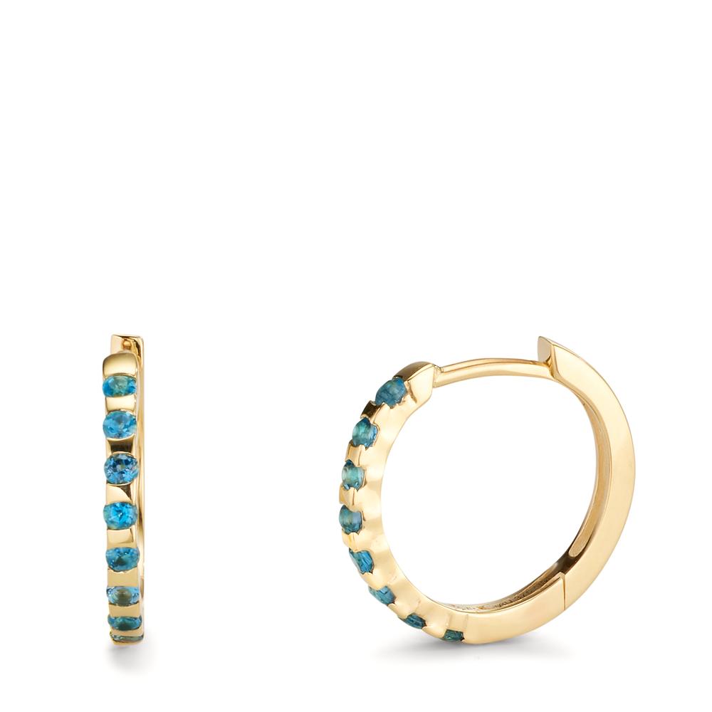 Hinged hoop 9k Yellow Gold London Blue Topaz 16 Stones