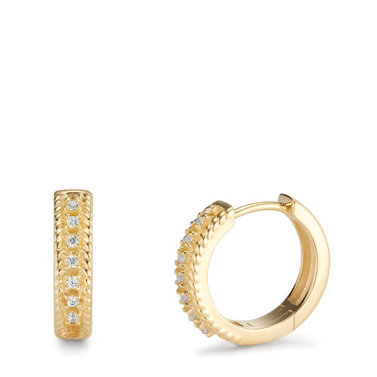 Hinged hoop 9k Yellow Gold Zirconia 14 Stones