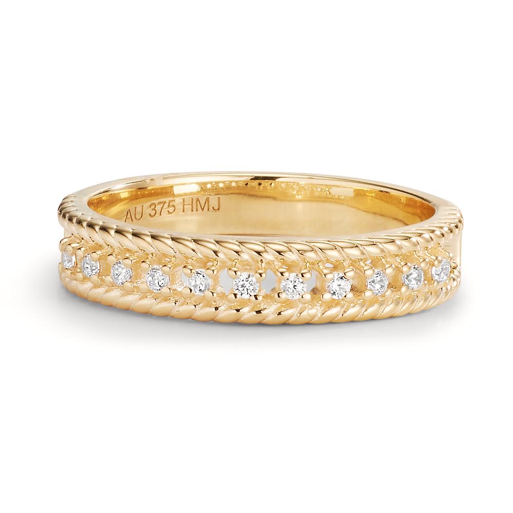 Ring 9k Yellow Gold Zirconia 11 Stones