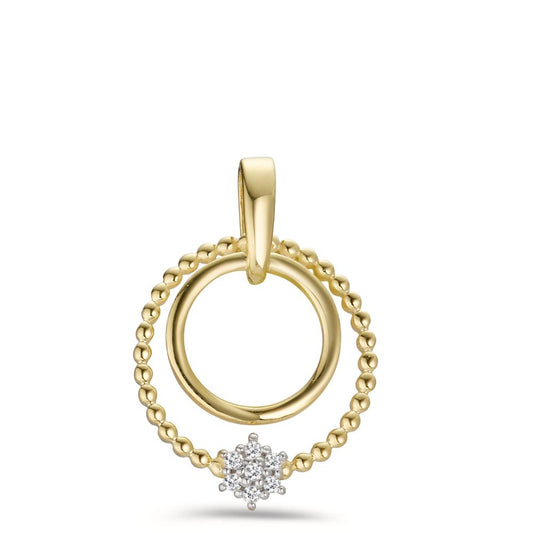 Pendant 9k Yellow Gold Zirconia 7 Stones Ø12.5 mm