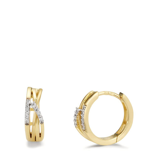 Hinged hoop 9k Yellow Gold Zirconia 18 Stones