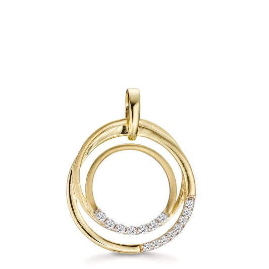 Pendant 9k Yellow Gold Zirconia 15 Stones Ø17 mm