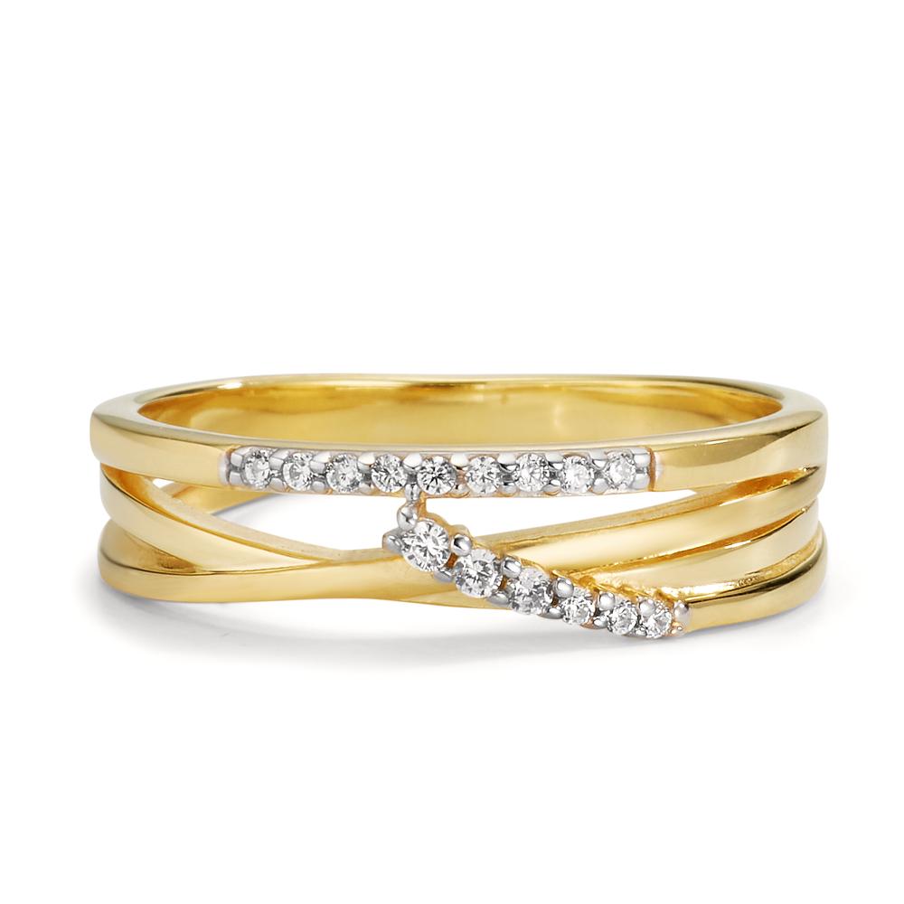 Ring 9k Yellow Gold Zirconia 15 Stones