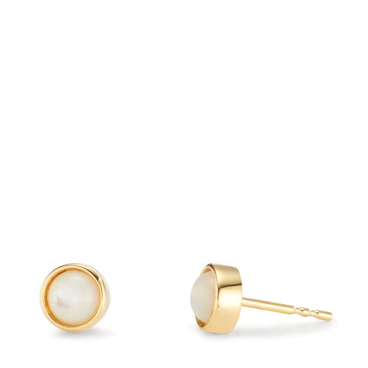 Stud earrings 9k Yellow Gold Mother of pearl Ø6.5 mm