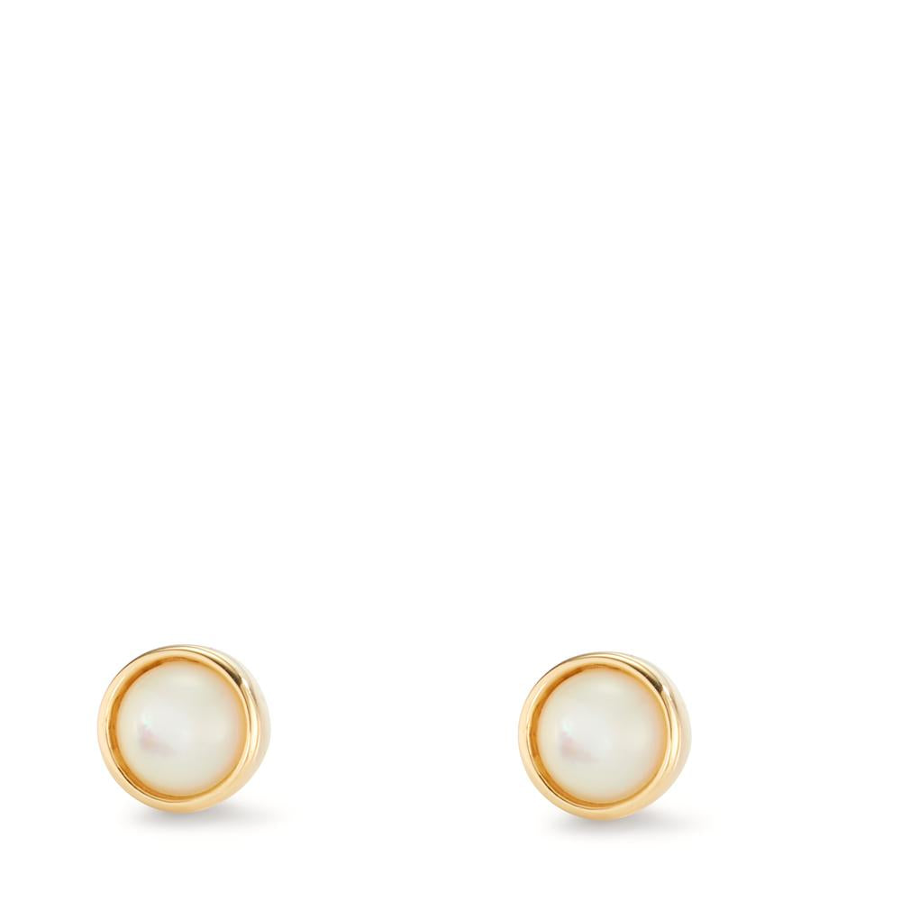 Stud earrings 9k Yellow Gold Mother of pearl Ø6.5 mm