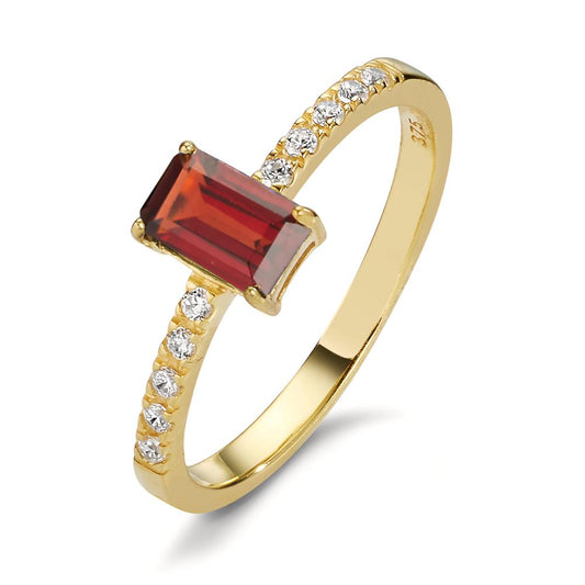 Ring 9k Yellow Gold Garnet, Zirconia 10 Stones