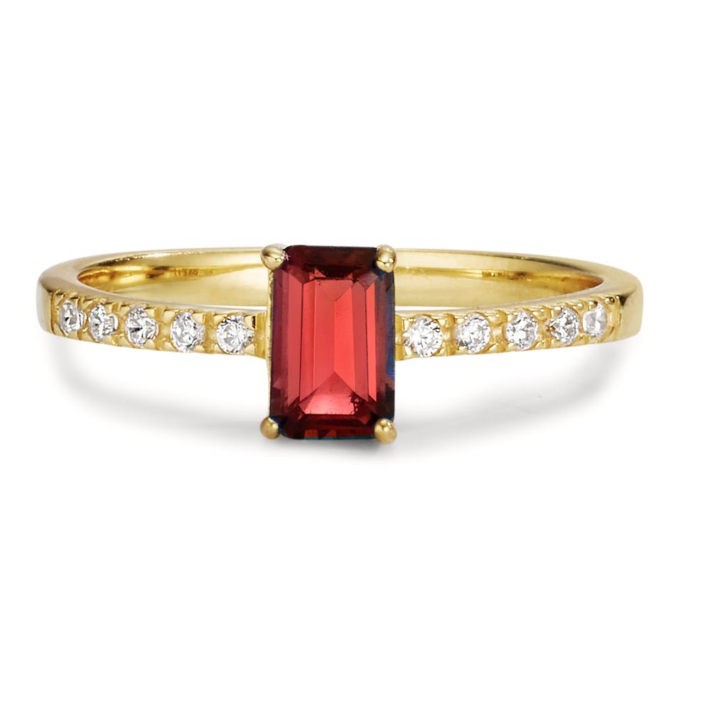 Ring 9k Yellow Gold Garnet, Zirconia 10 Stones