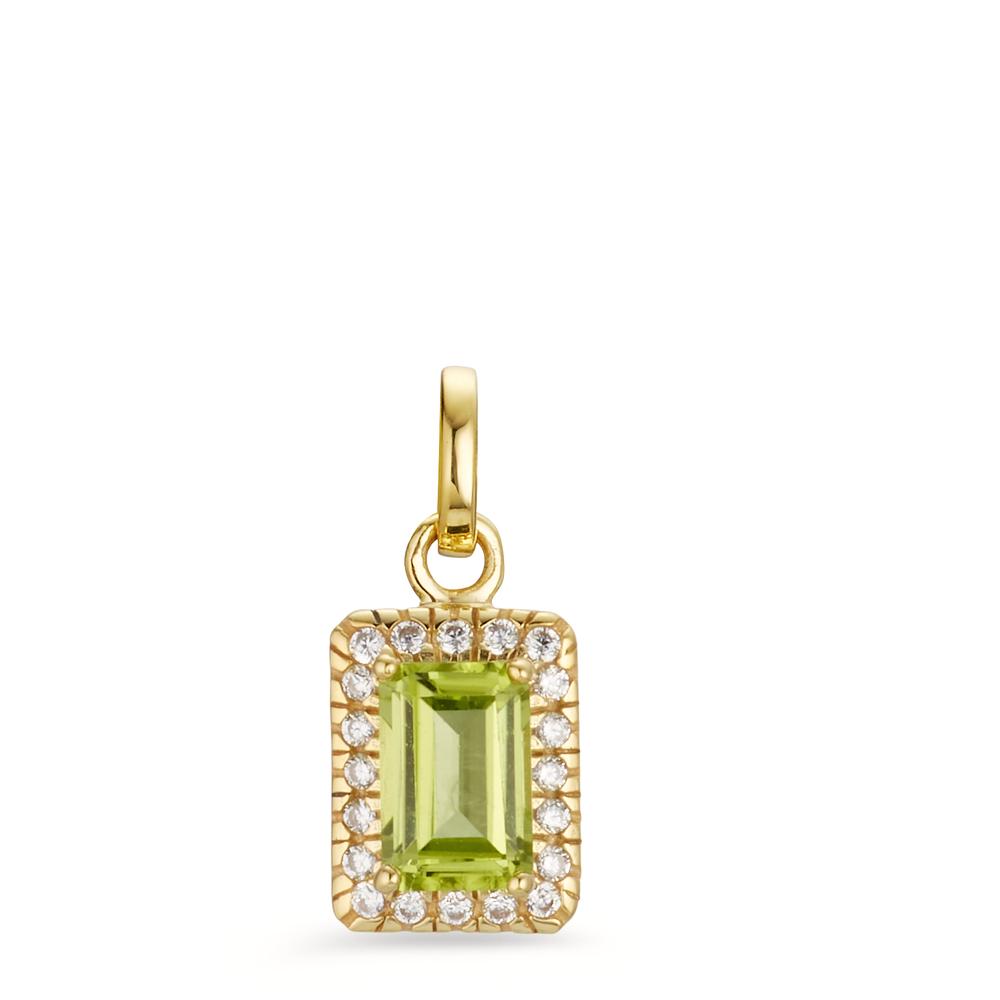 Pendant 9k Yellow Gold Peridot, Zirconia 20 Stones