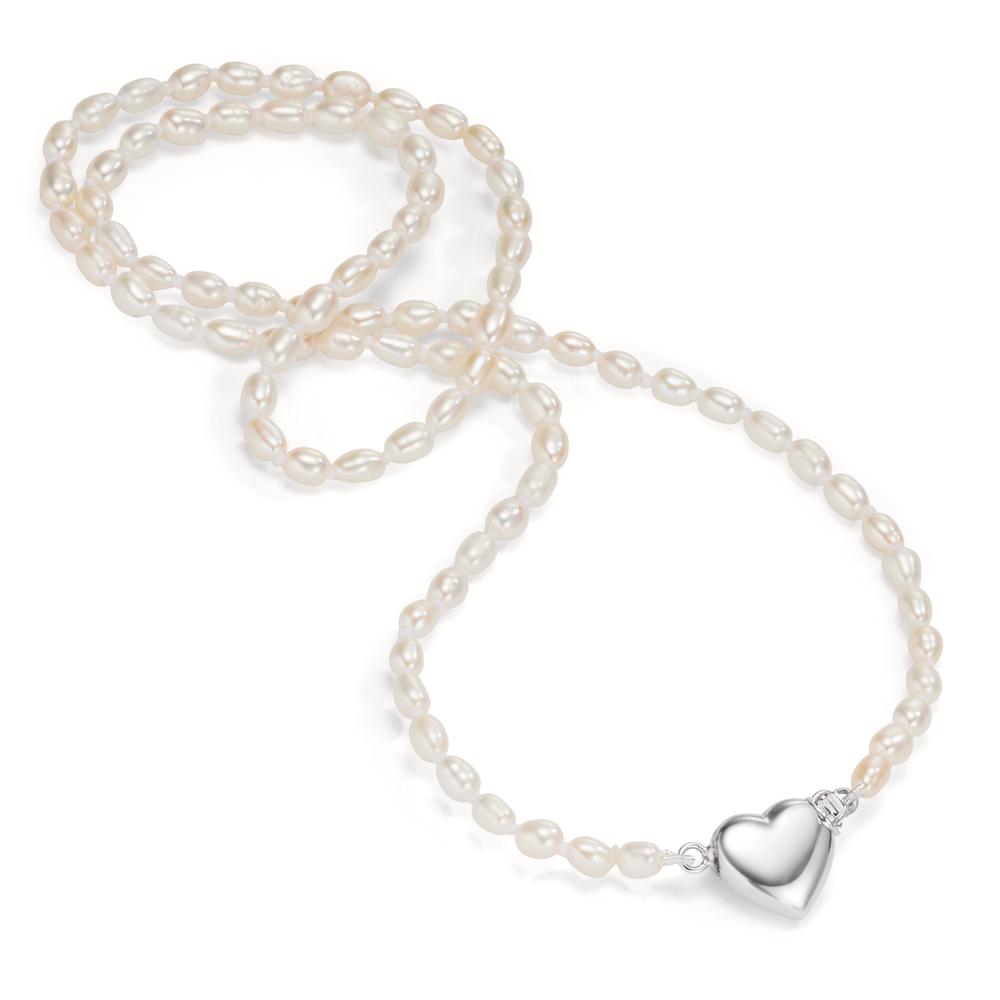 Necklace Silver Freshwater pearl Heart 43 cm