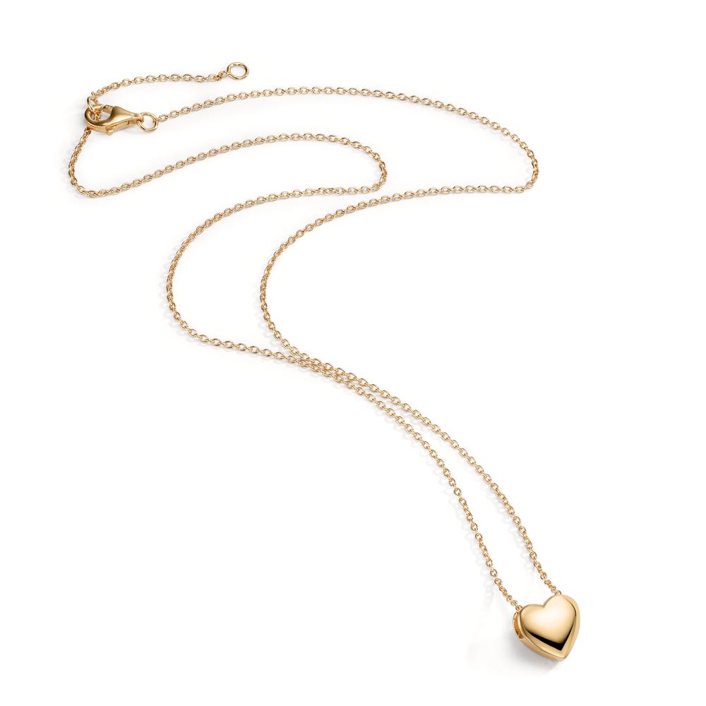 Necklace Silver Yellow Gold plated Heart 42-45 cm