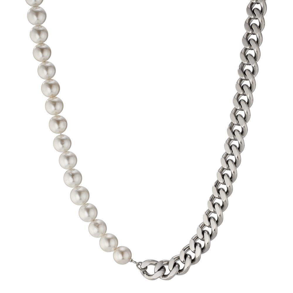 Necklace Stainless steel Shining pearls 50 cm