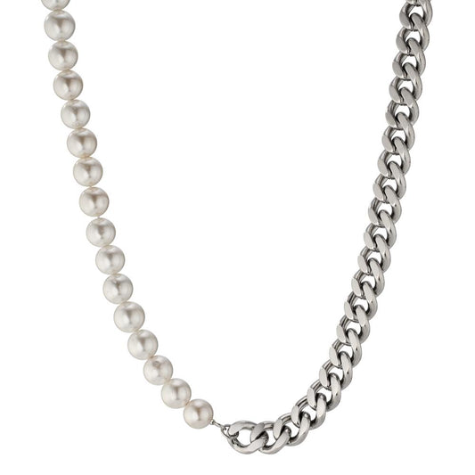 Necklace Stainless steel Shining pearls 50 cm