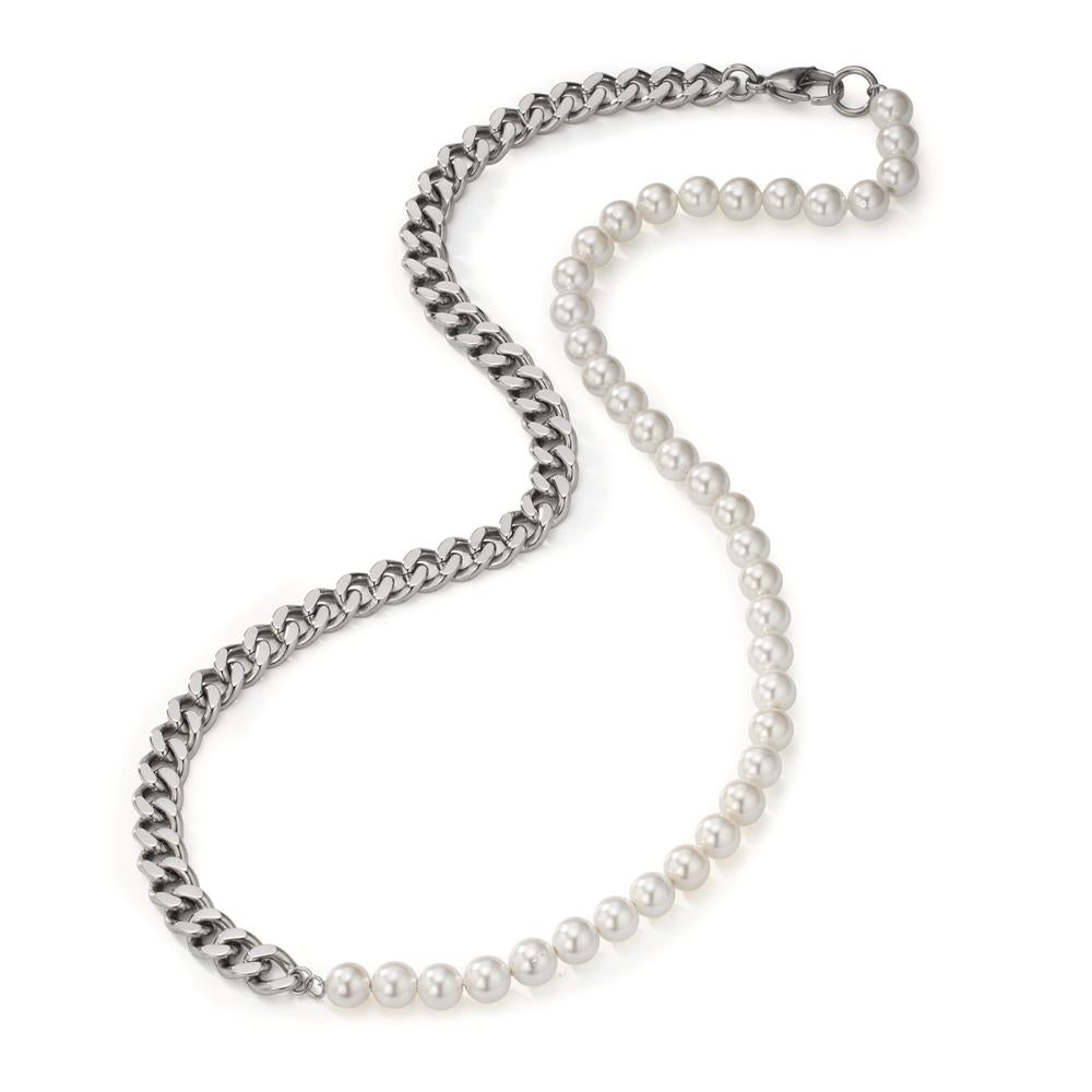 Necklace Stainless steel Shining pearls 50 cm