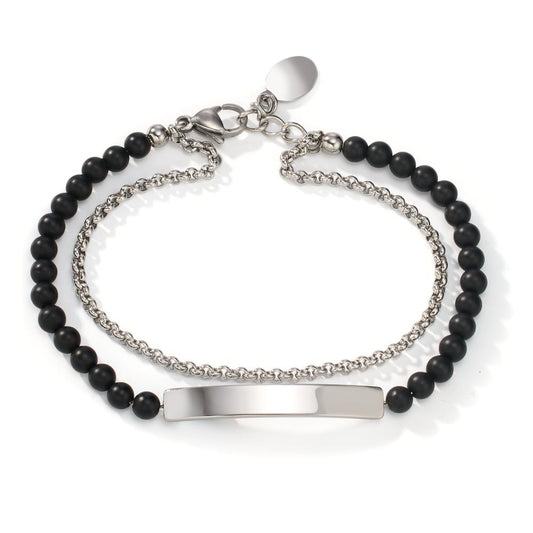 Engravable bracelet Stainless steel Agate 18-20 cm Ø4 mm