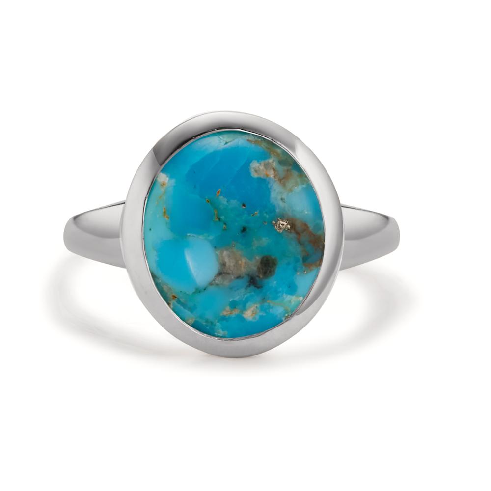 Ring Silver Turquoise Rhodium plated