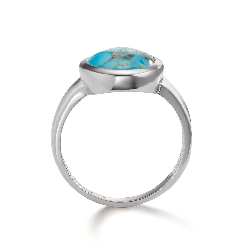 Ring Silver Turquoise Rhodium plated