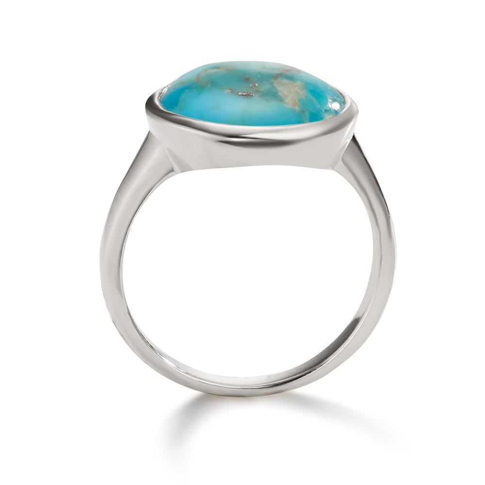 Ring Silver Turquoise Rhodium plated