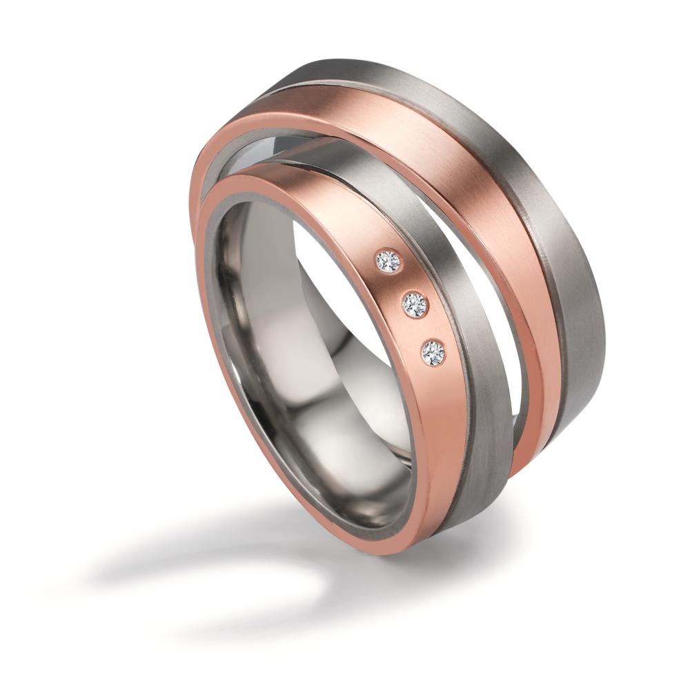 Wedding Ring Zirconium, 18k Red Gold