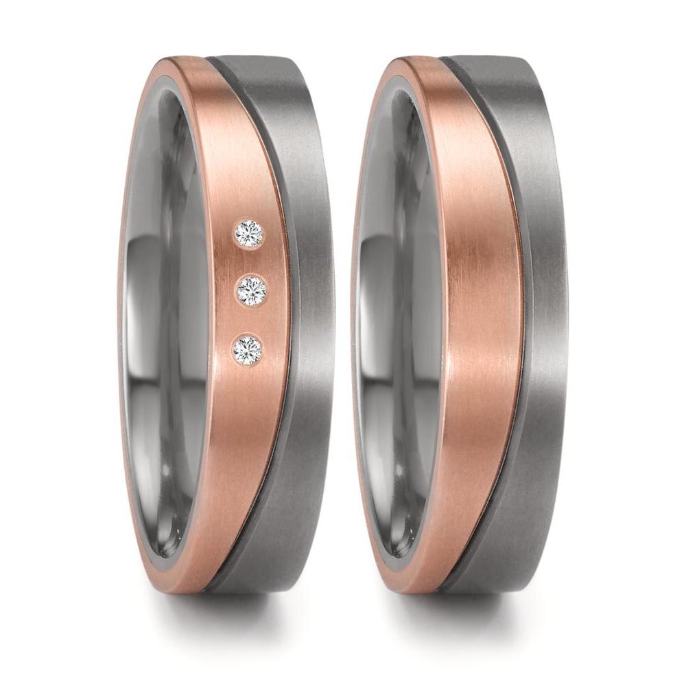 Wedding Ring Zirconium, 18k Red Gold