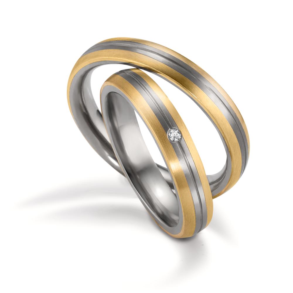 Wedding Ring Zirconium, 18k Yellow Gold