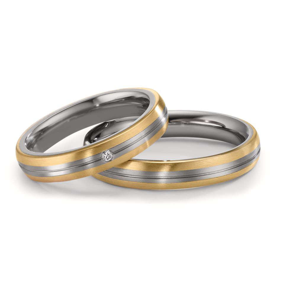 Wedding Ring Zirconium, 18k Yellow Gold