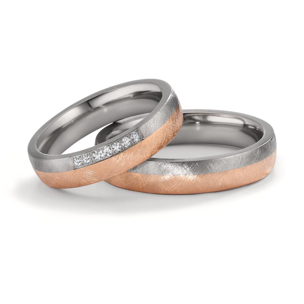 Wedding Ring Zirconium, 18k Red Gold