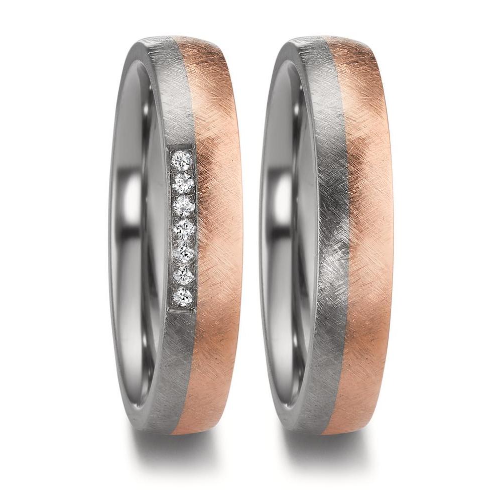 Wedding Ring Zirconium, 18k Red Gold