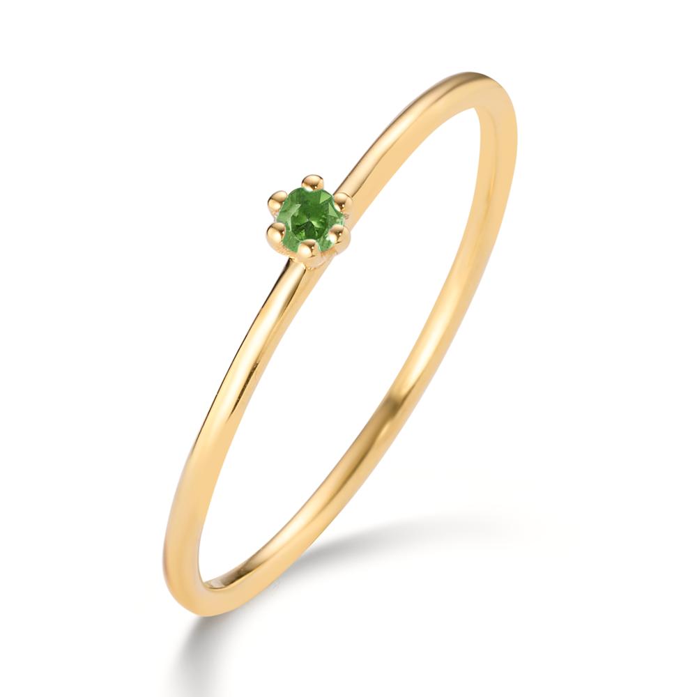 Solitaire ring 14k Yellow Gold Garnet Green, 0.04 ct