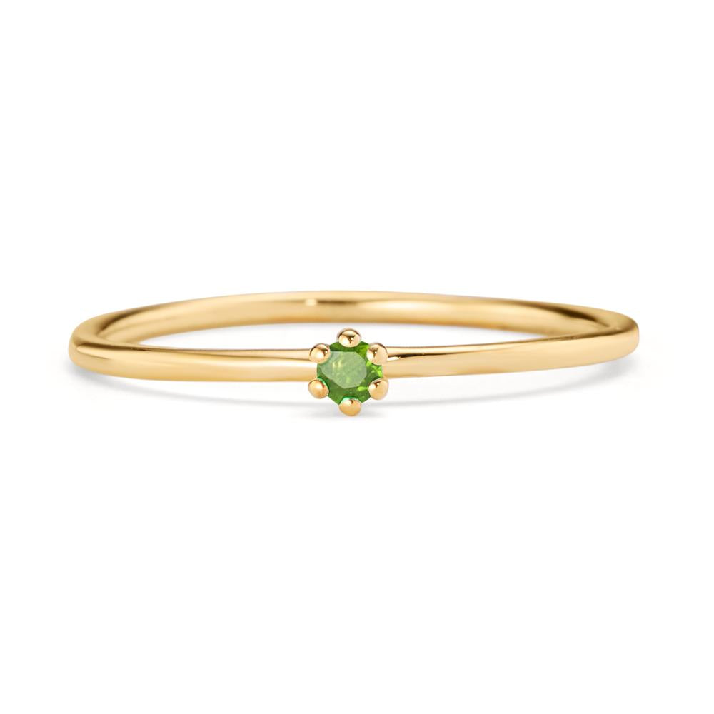 Solitaire ring 14k Yellow Gold Garnet Green, 0.04 ct