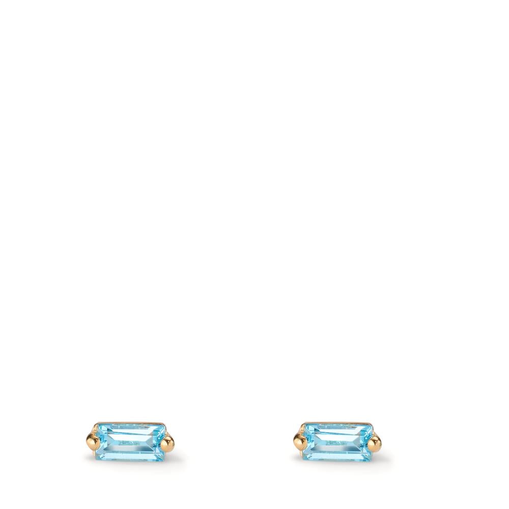 Stud earrings 14k Yellow Gold Topaz Blue, 0.30 ct, 2 Stones