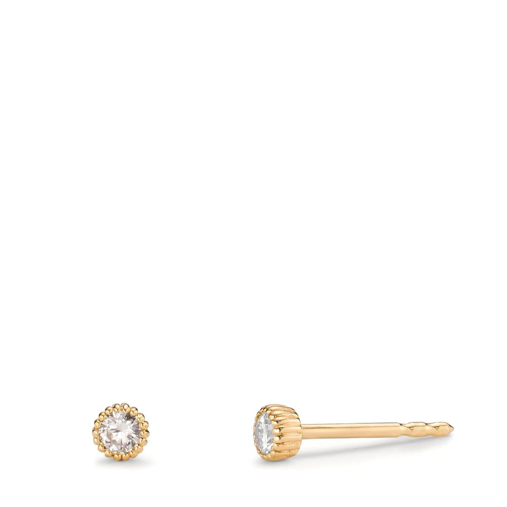 Stud earrings 14k Yellow Gold Diamond 0.14 ct, 2 Stones, w-si Ø3 mm