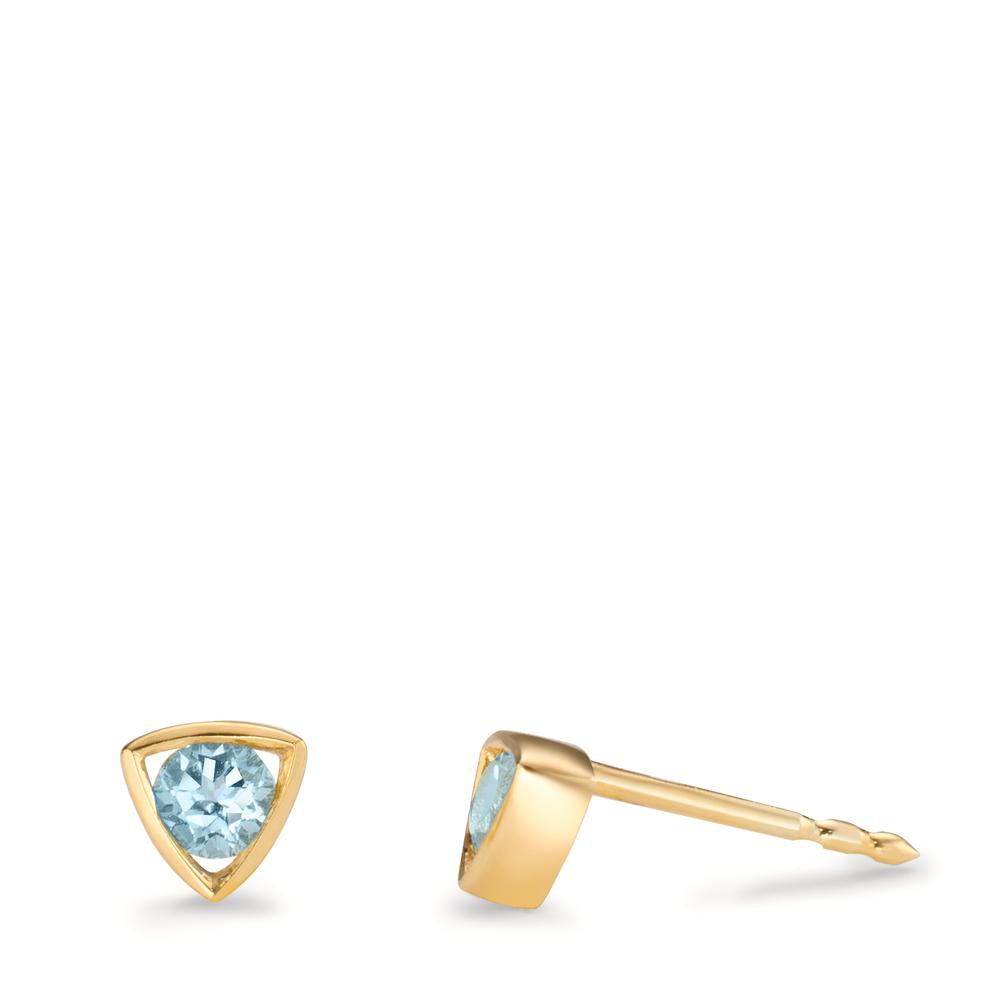 Stud earrings 14k Yellow Gold Topaz Blue, 0.28 ct, 2 Stones Ø4.5 mm