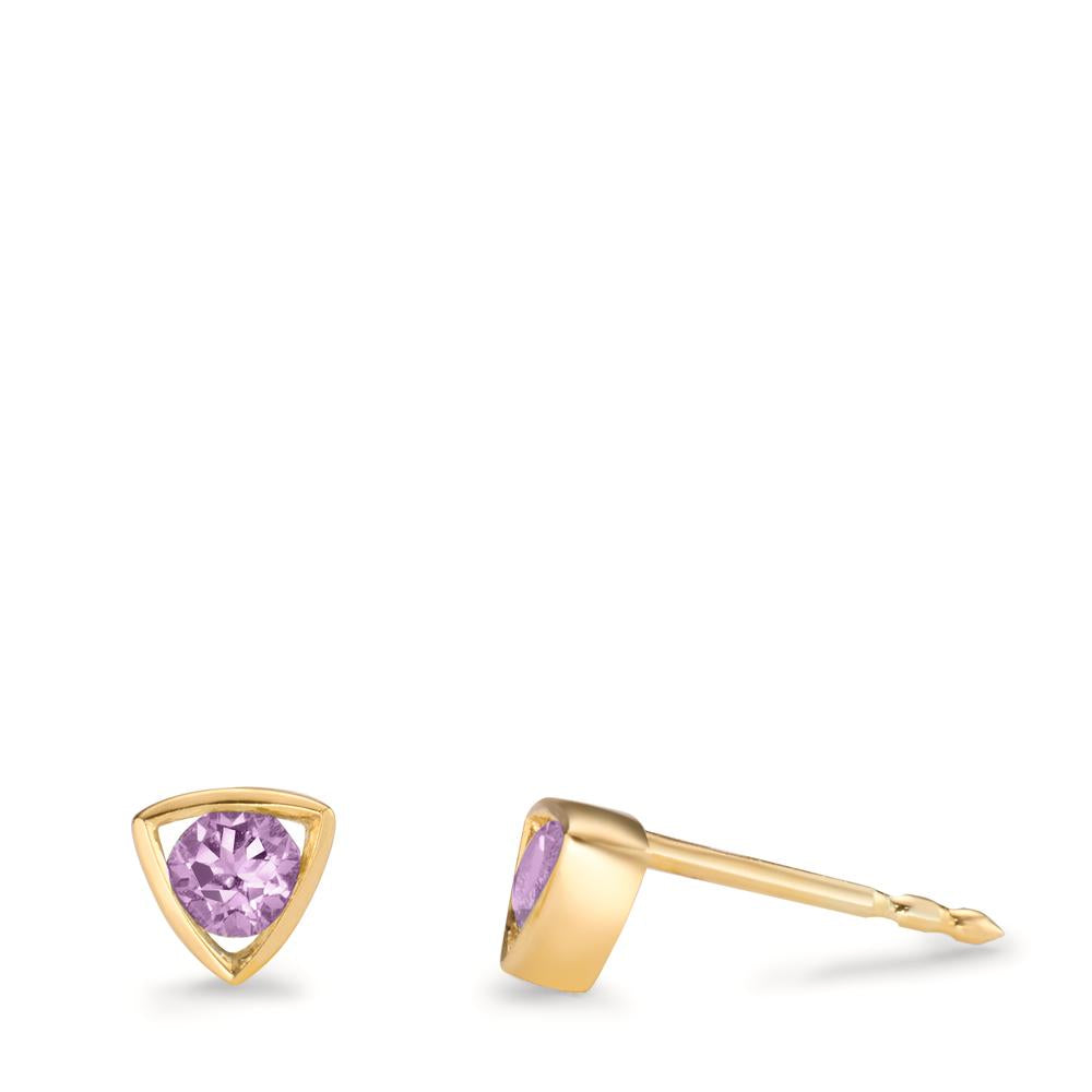 Stud earrings 14k Yellow Gold Amethyst 0.24 ct, 2 Stones Ø4.5 mm