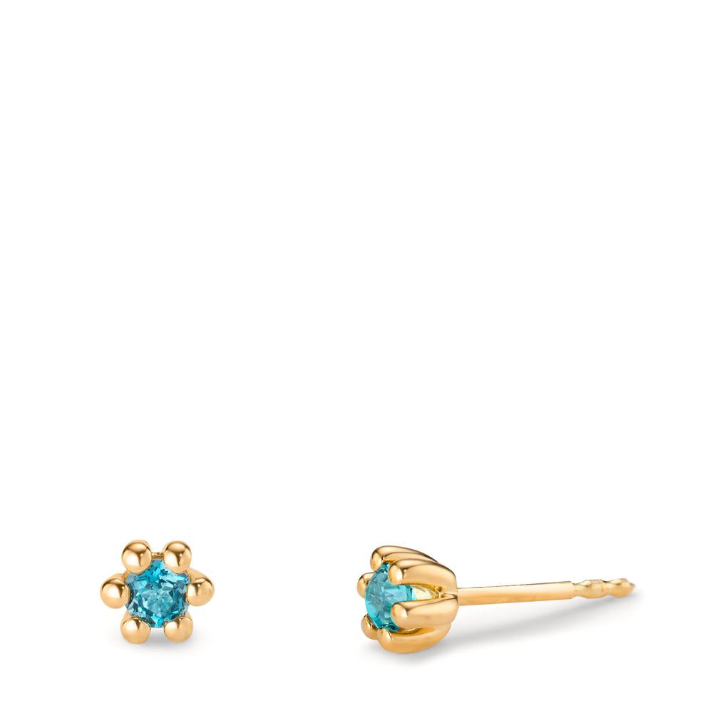 Stud earrings 14k Yellow Gold London Blue Topaz 0.28 ct, 2 Stones Ø4.5 mm